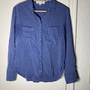 Cloth & Stone Blue Tencel Lyocell Button Down Shirt M Anthropologie